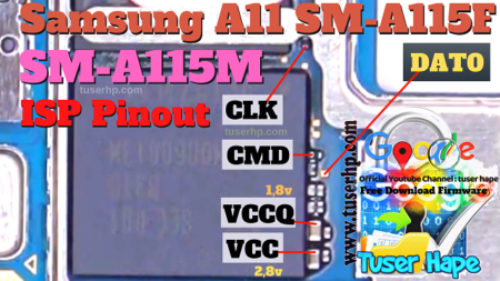 سامسونج جالاكسي A15 SM A156B M UFS ISP PinOUT نقطة التوصيل للبوكس